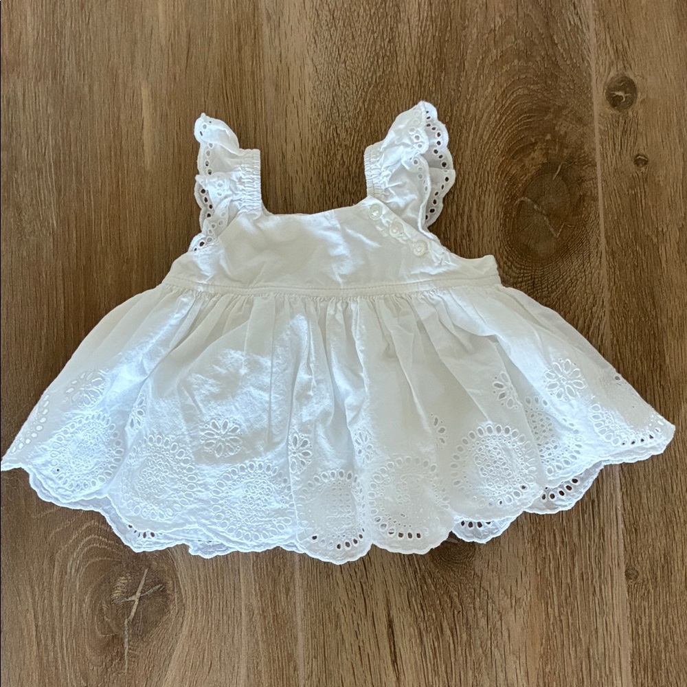 GAP White Eyelet Ruffled Tank Dress - Girls